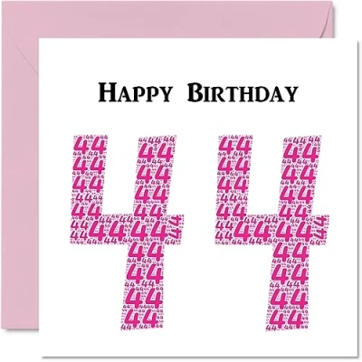 Image of Fun 44th Birthday Cards for Woman Shapecloud Happy Card Dad Mum Brother Sister Grandad Nanny Grandma Uncle Auntie, 145mm x Greeting Cards,
