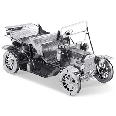 Image of Metal Earth Fascinations MMS051 502604 Ford 1908 Model T, Laser Cut 3D Construction Kit, 2 Boards, 14 Years and Above, Silver