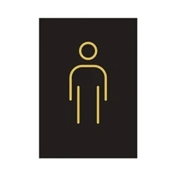 Image of Male Toilet Sign Rigid Plastic 105x150mm Black/Gold Y6698803