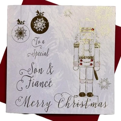 Image of SON &amp; FIANCE (male) Handmade Christmas Card by White Cotton Cards