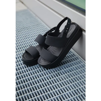 Image of Crocs Womens Brooklyn Low Wedge Platform Sandals Black Mixed Material Size UK 5