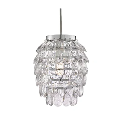 Image of Modern Pineapple Lampshade Shape Acrylic Beads Easy Fit Pendant Ceiling Light, Clear