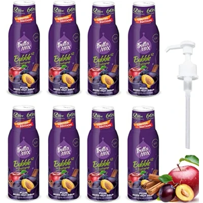 Image of 8 Pack FruttaMax Fruit Syrup Concentrate Less Sugar with 60% Content Suitable for soda Machine (8x500ml) (8 x Plum Cinnamon Apple)