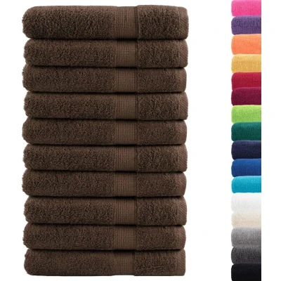 Image of vidaXL Premium Towels SOLUND 10pcs Brown 100x200cm 600gsm