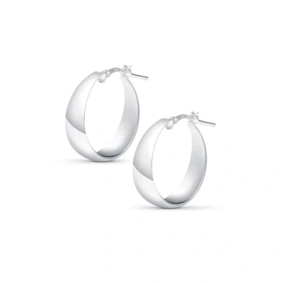 Image of Amberta Women Handmade 925 Sterling Silver Chunky Hoop Earrings: Earrings 20 mm
