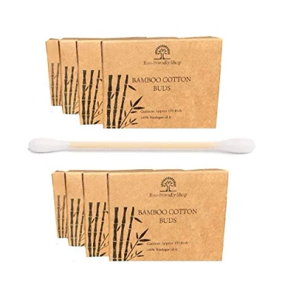 Image of Eco Friendly Shop 800 Bamboo Cotton BUDS 100% Natural Biodegradable Wooden Ear Swabs