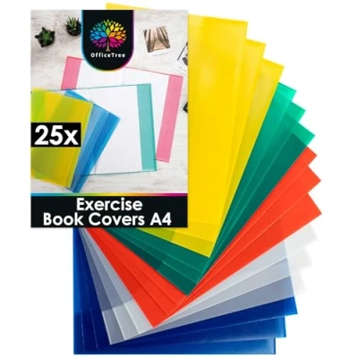 Image of OfficeTree 25x Plastic Exercise Book Covers A4 Coloured Workbook School for Jacket Made in Germany