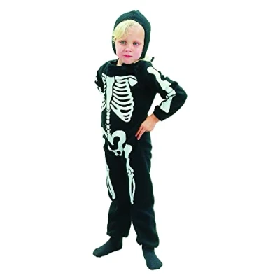 Image of Bristol Novelty CC041 Skeleton Boy Costume set For Kids Black Toddler Dress, White, X Small