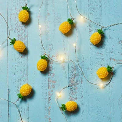 Image of Lights4fun 20 Pineapple Battery Operated String Fairy Lights Warm White Micro LEDs with Timer 1.9m