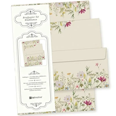 Image of Wildflower Writing Paper Set of 25 A4 90 g/m² with Envelope Sustainably Printed