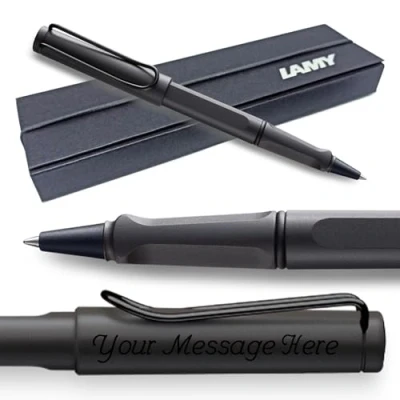Image of Lamy Safari Matte Black/Charcoal Rollerball Pen FREE ENGRAVING + Gift box