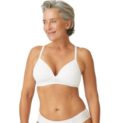 Image of Naturana® Soft Wireless Bra with Cup [Cup A D] Optimal fit &amp; Maximum Support Thanks to Cut Design Wide Straps T Shirt Women&#039;s Without Underwire 36 White