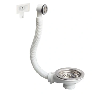 Image of Wirquin White 30723117 Sink Drain Fitting 1 Basin D90 with Overflow