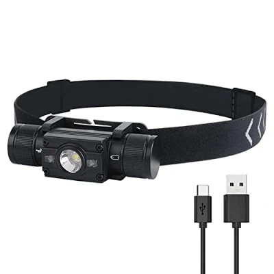 Image of Vortex HP300 Outdoor Type C Rechargeable 180 Adjustable Angle Stepless dimming 1000 Lumen 2 pcs Red Auxiliary LEDs Wide Range of Application Power Level Indication Light Weight Metal Head Lamp
