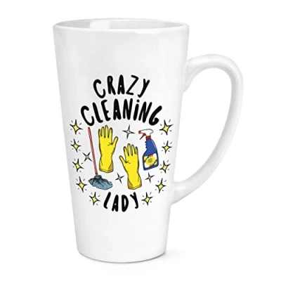 Image of Crazy Cleaning Lady Stars 17oz Large Latte Mug Cup