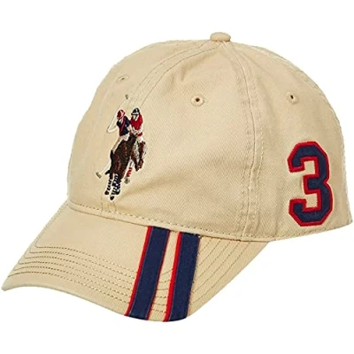 Image of Concept One Unisex&#039;s U.s Assn. Adjustable Baseball Cap, Polo Horse Striped Dad Hat, Khaki, Size