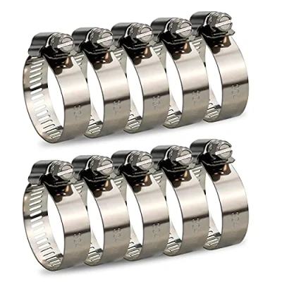 Image of InduSKY Hose Clamps Adjustable 21 38mm Range 304 Stainless Steel Worm Gear Assortment Kit Fuel Line Clamp for Plumbing, Automotive and Mechanical Applications 10 Pack (21 38mm)