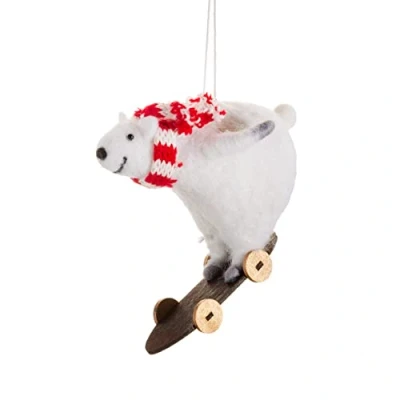 Image of Sass &amp; Belle Skate Boarding Polar Bear Felt Decoration