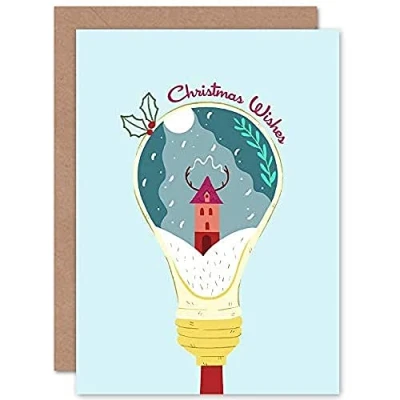 Image of Wee Blue Coo Cute Light Bulb Christmas Card