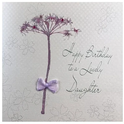 Image of white cotton cards Handmade Happy Birthday Card to A Lovely Daughter Dandelion, BD62