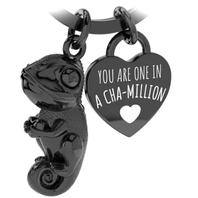 Image of LANOLU Chameleon Keychain, Lucky Charm Keychain for Partner and Best Friend, Metal Couple Gift Figurine