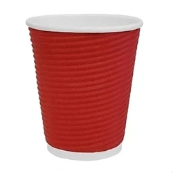 Image of Fiesta Recyclable Coffee Cups Ripple Wall Red 225ml / 8oz (500 Pack)
