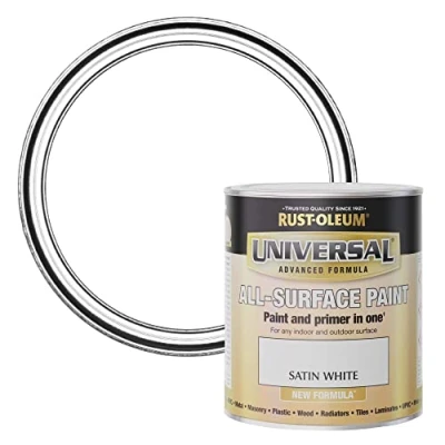 Image of Rust Oleum Universal Satin White 750ml AMZ0112