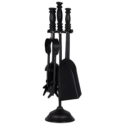 Image of Fire Vida 5 Piece Malham Companion Set, Black Fireplace