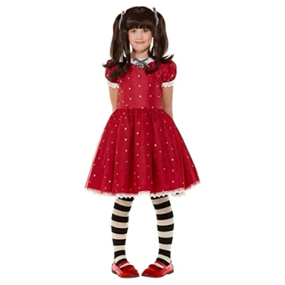 Image of Smiffys Santoro Ruby Costume, Red with Dress &amp; Puppet, Officially Licensed Gorjuss Fancy Dress, Child Halloween Accessories Up Costumes