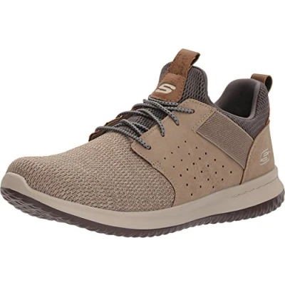 Image of Skechers Men&#039;s Classic Fit delson camden Sneaker, Beige Taupe Mesh W Synthetic Tpe, 10.5 UK