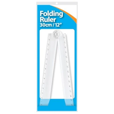 Image of Folding Ruler with Protractor, 30cm Length, Metric Graduation, 180 Degree Angle Measurement