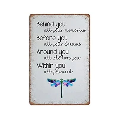 Image of Inspirational Dragonfly Tin Signs Quote, Graduation Gift, Encouragement Funny Vintage Metal Sign Plaqu Poster Wall Art Pub Bar Kitchen Garden Bathroom Home Decor, 140mm x 200mm
