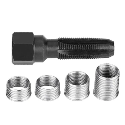 Image of Qiilu Spark Plug Tool, Carbon Steel Re thread Tools with 4 Inserts for 14mm Sparking Plugs Repair