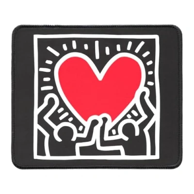 Image of Grupo Erik Mouse Pad Keith Haring Non Slip Rubber Base &amp; Waterproof Gaming Black Pad, Small Mat Graffiti Art Gifts