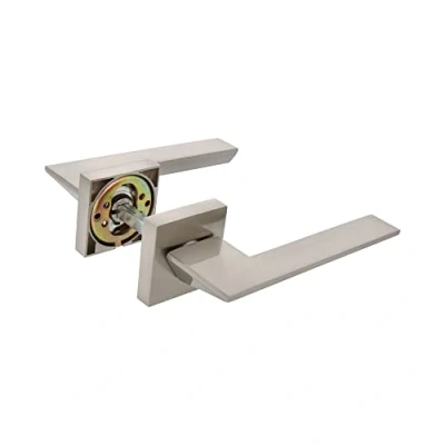 Image of Amig Set of Door Handles ZAhora Model 52 x 146 mm with Keyhole Elegant and Simple Design Ergonomic Grip Handle Matte Silver Zamak