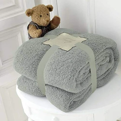Image of Hachette Teddy Fleece Throw Blanket Soft Warm Over Sofa Bed Travel Bedspread (Grey Silver, King 200 x 240 cm)