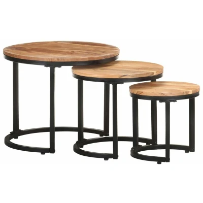 Image of vidaXL Side Tables 3 pcs Solid Acacia Wood