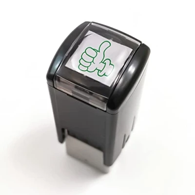 Image of Thumbs Up Pre Inked School Teachers Positive Feedback Marking Stamper Stamp 10mm Primary Teaching Services (Green)