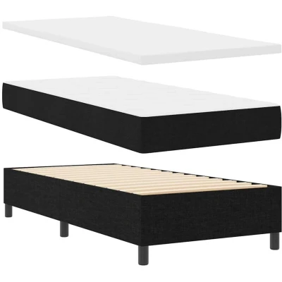 Image of vidaXL Box Spring Bed with Mattress &amp; LED Black 100x200 cm Fabric