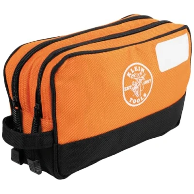 Image of Klein Tools 55582 Tool Pouch Zipper Bag, Dual Compartments, 10 Inch x 6 Heavy Duty Bag Organizer, Multipurpose for to Crafts