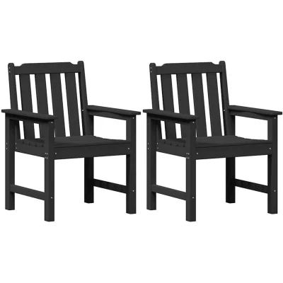 Image of vidaXL Garden Dining Chairs 2 pcs Black HDPE
