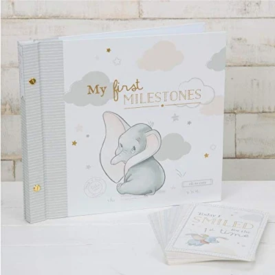 Image of Disney Baby Dumbo Elephant Photo Album &amp; Milestone Card Boxed Set