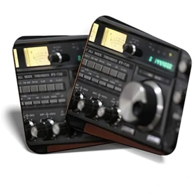 Image of 2 x Square Coasters Amateur Radio Station Cork Backed Home Kitchen Accessory Tea Coffee Mug Mat #44076