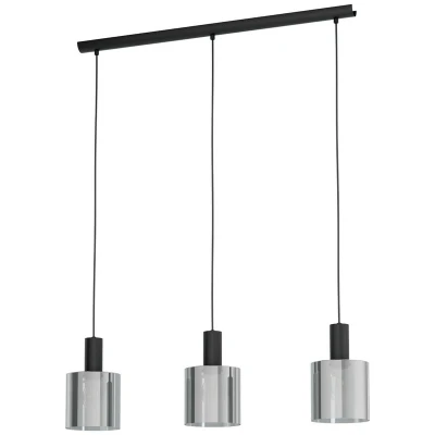 Image of EGLO Gorosiba hanging light, black, length 85 cm, steel/glass, 3 bulb