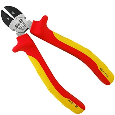 Image of S&amp;R Insulated VDE Diagonal Side Cutter/Electrical Wire Cutters 160mm 1000V Tested (German Electrical Engineering Association Serie) Cutting Pliers