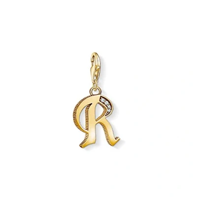 Image of Thomas Sabo Women Charm Pendant Letter A Z Club 18k Yellow Gold Plating 925 Sterling Silver, R