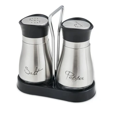 Image of Pack of 2 Salt and Pepper Pots Shaker Set Pot Kitchen Accessories (Silver)