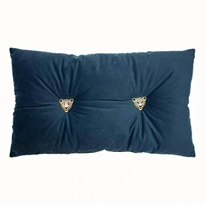 Image of Paoletti Panther Pre Filled Cushion, Navy, 30 x 50cm