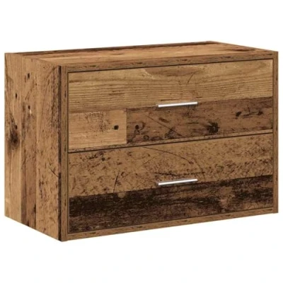 Image of vidaXL Engineered Wood Cabinet 2 Drawer Old Design, Stackable, 60x31x40 cm Storage Solution for Living Room/Bedroom/Dining