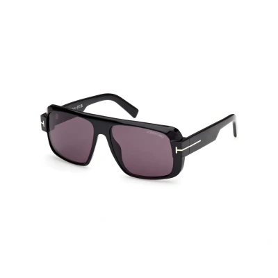 Image of TOM FORD Man FT1101 Turner 01a Sunglasses Plastic Black Smoke Squat Normal